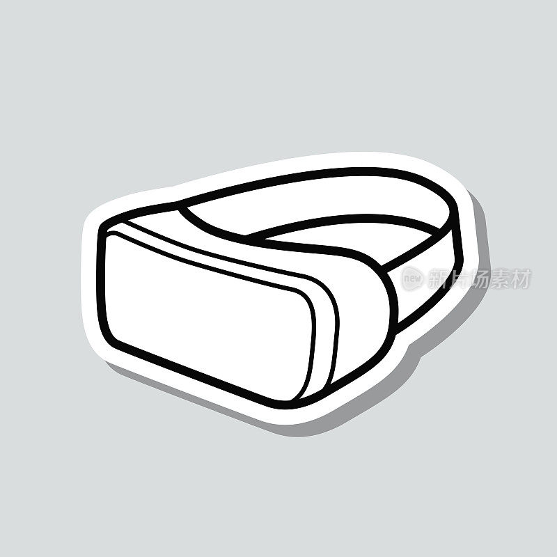 虚拟现实头盔- VR。图标贴纸在灰色背景
